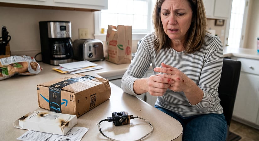 woman injured from burnt phone charger